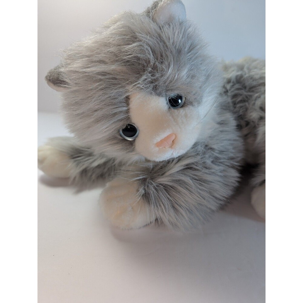 Ty Classic Lyric Cat Plush Gray White Long Hair Kitten 14” 2005 Soft Cuddly Toy